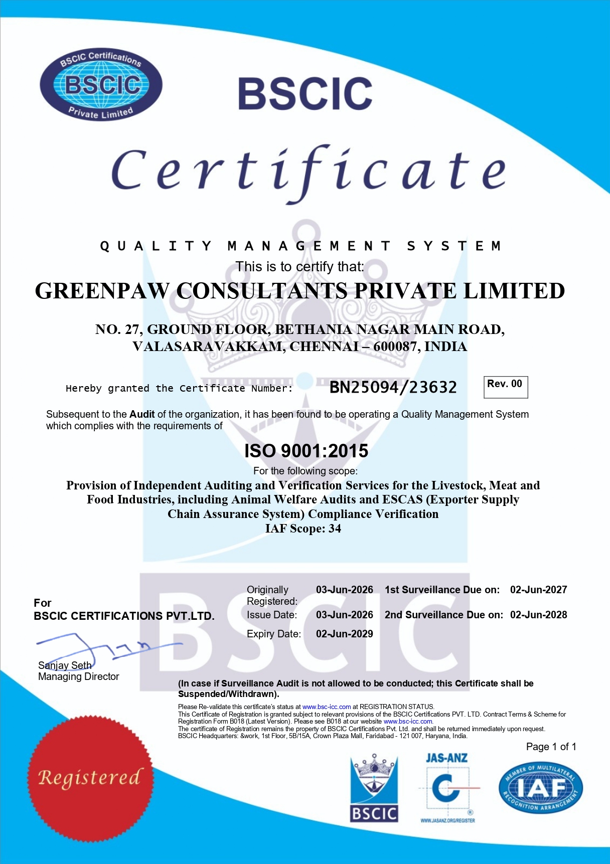 BSCIC Certificate